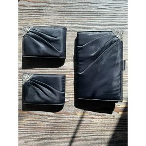 Lot of 3 Vintage Black Satin Accessories